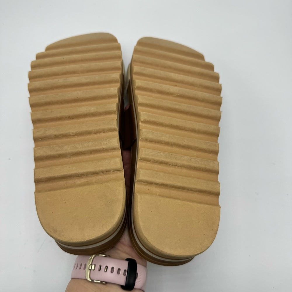 Reef Cushion Vista Hi Slide Sandal Size 8 Brown Cream Platform Vegan Leather - Picture 7 of 8